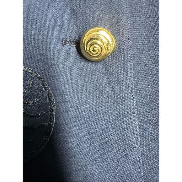 Vintage New Wool Women’s Blazer Navy Blue Embroidered Application Shells Sz M - Picture 4 of 13